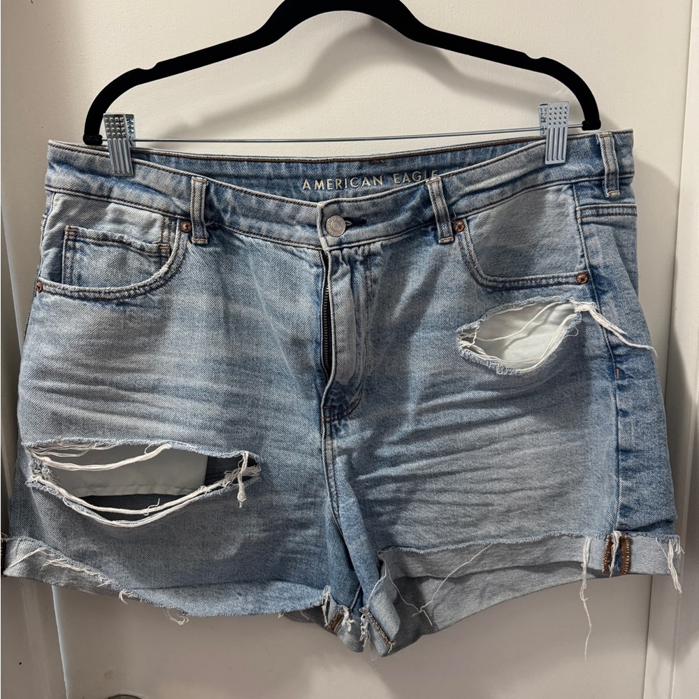 American Eagle Outfitters Ripped Light Blue Jean Shorts